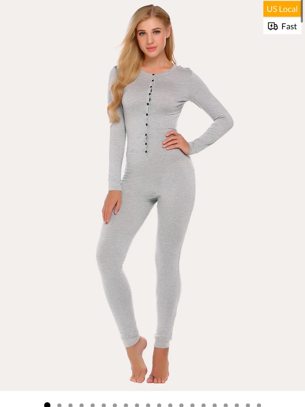 Ekouaer grey size 2XL one piece thermal romper